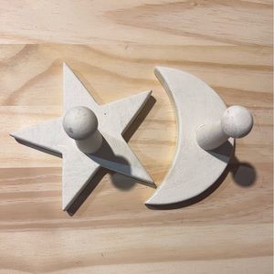 Wood Moon and Star with Peg